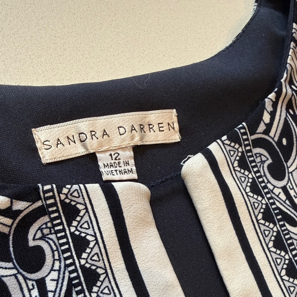 Sandra Darren Shift Dress, Colorblock Paisley Mini Dress, Size 12 - Picture 7 of 12